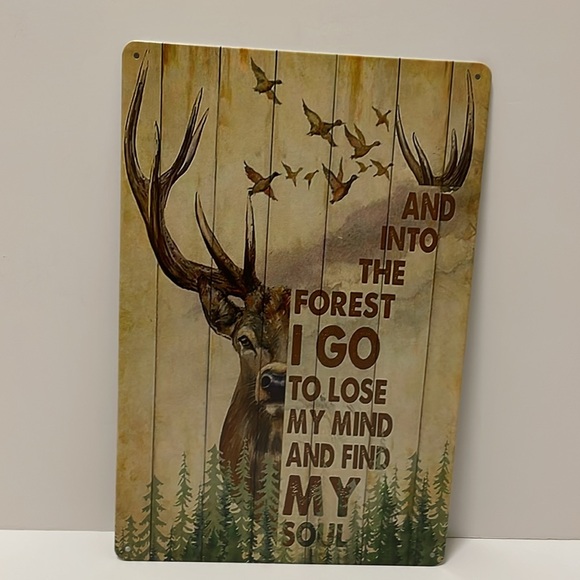 Hunting Deer And Duck And Into The Forest I Go Art Metal Wall Plaque Decor New - Picture 13 of 16